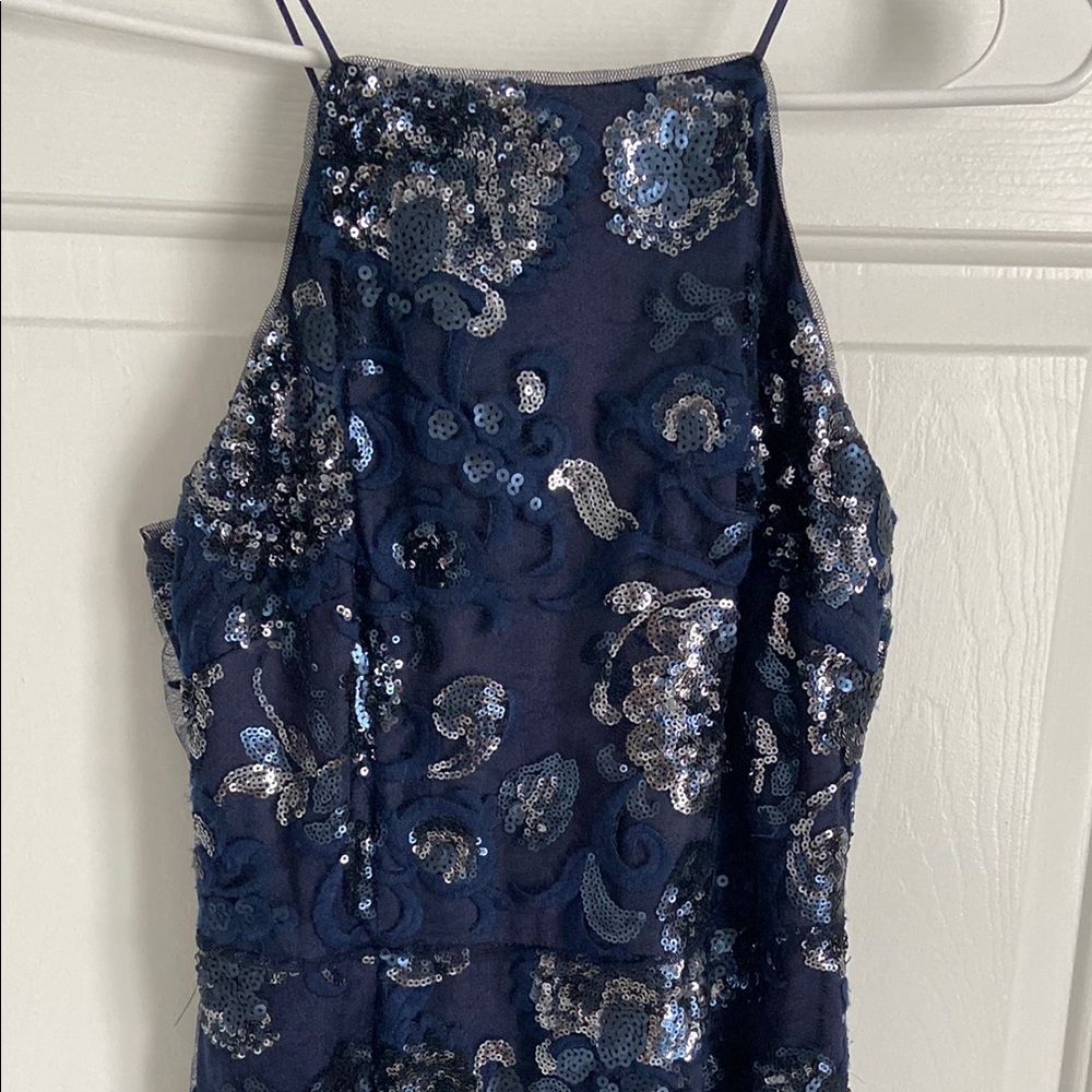 Adrianna Pappel Midnight Halter Sequin Gown Size 2 - Picture 4 of 8